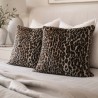 Animal Print Faux Fur Cushions | Leopard Sofa Cushions | Patterned Fur Pillows