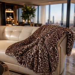 Animal Print Faux Fur Throw | Leopard Print Blanket | Leopard Fur Throw