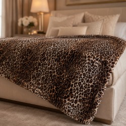 Animal Print Faux Fur Throw | Leopard Print Blanket | Leopard Fur Throw