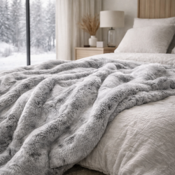 Silver Frost Fur Throw | Extra Thick Fur Throw Blanket or Bedspread