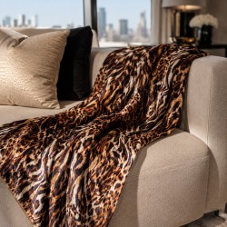 Large Animal Print Throw | Luxury Leopard Print Velvet Sofa Throw