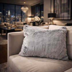 Rectangular Faux Fur Cushions | Silver Frost Fur Cushion Covers