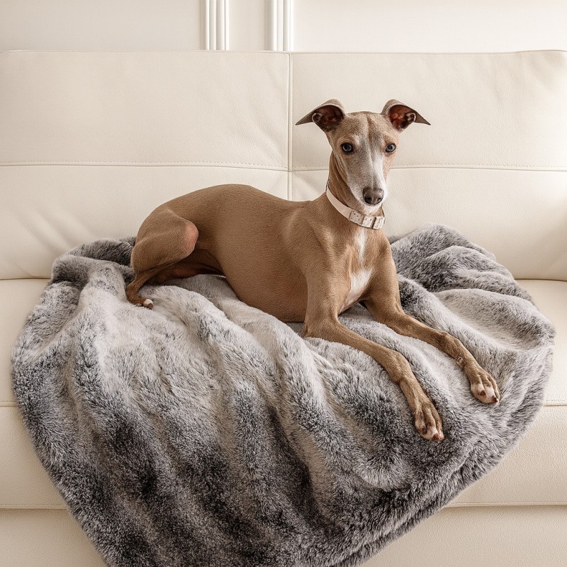 Luxury Grey Faux Fur Pet Blanket | Fur Cat Blanket | Fur Dog Blankets