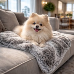 Luxury Grey Faux Fur Pet Blanket | Fur Cat Blanket | Fur Dog Blankets