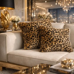 Leopard Faux Fur Cushions | Animal Print Pillows & Cushions