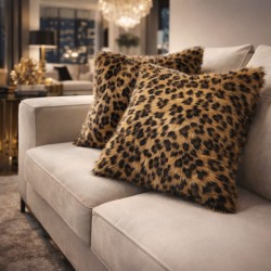 Leopard Kunstfellkissen | Tierdruck Kissen & Polster