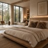 Coussin en fausse fourrure mongole crème | Coussins en fourrure bouclée crème |