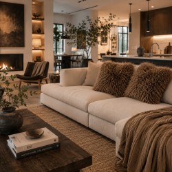 Brown Angora Faux Fur Cushion Covers | Brown Curly Haired Fur Cushions