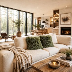 Green Angora Fur Cushions | Green Curly Haired Faux Fur Cushions