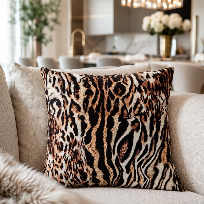 Animal Print Reversible Cushions | Safari Print Velvet Cushions