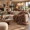 Brown Angora Fur Blanket | Faux Sheepskin Throw | Brown Curly Fur Throw