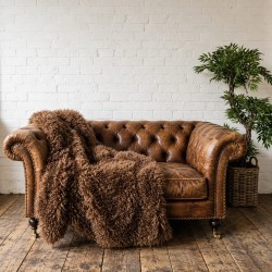 Brown Angora Fur Blanket | Faux Sheepskin Throw | Brown Curly Fur Throw