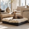Echtes Schaffell Haustierbett. Langhaariges orthopädisches Hundebett - Groß, Oyster