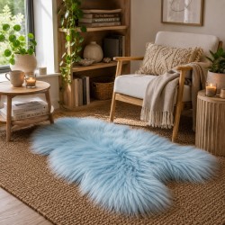 Pale Blue Sheepskin Rug | Modern Aqua Icelandic Sheepskin