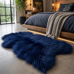 Dark Blue Sheepskin Rug | Blue Icelandic Sheepskin