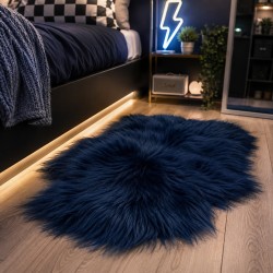 Dark Blue Sheepskin Rug | Blue Icelandic Sheepskin