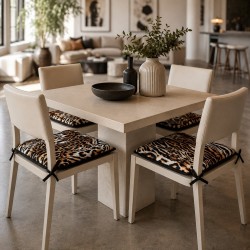 Square Velvet Animal Print Chair Pads | Safari Velvet Square Seat Pads