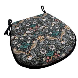 D Shaped Chair Pad Strawberry Thief Tealwood | William Morris Seat Pads