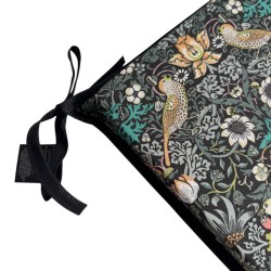 Cuscino Quadrato per Sedia Strawberry Thief Blu Navy | Cuscini Quadrati Rossi per Sedia con Lacci