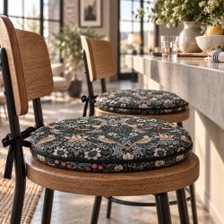 Runder Bistro-Sitzpolster Strawberry Thief Navy | Runde Bistro-Stuhlkissen
