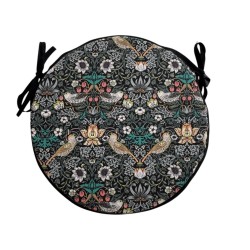 Coussin de siège rond Bistro Strawberry Thief Navy | Coussins de chaise bistro ronds