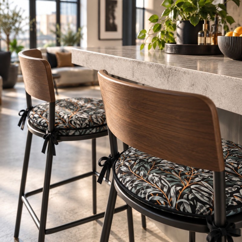 Runder Bistro Willow Bough Azure Sitzpolster | William Morris Sitzpolster |