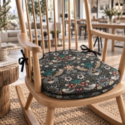 Erdbeer-Dieb Navy Spindel Sitzkissen | Florale Spindel Stuhlkissen |