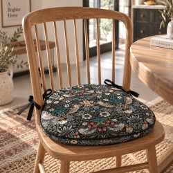Cuscino per Sedia con Fiori "Strawberry Thief" Blu Navy | Cuscini per Sedia con Fiori |
