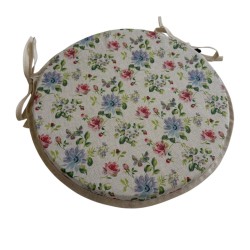 Floral Round Bistro Chair Pads | Round Seat Pads With Rose Design