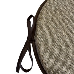 Round Herringbone Seat Pads | Brown Herringbone Bistro Chair Pads