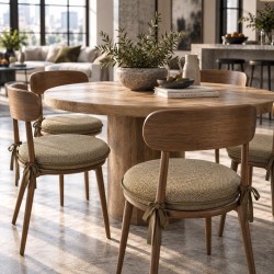 Round Herringbone Bistro Seat Pads | Mustard Herringbone Round Chair Pads