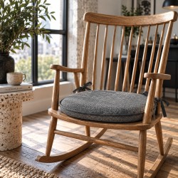 Large Herringbone Spindle Seat Pads | Spindle Shaped Grey Herringbone Chair Pads