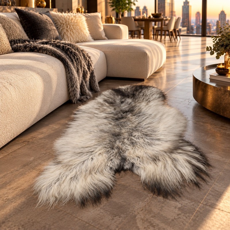 Tapis en Peau de Mouton Ivoire Blanc Pur | Tapis en Peau de Mouton Islandais Blanc Naturel