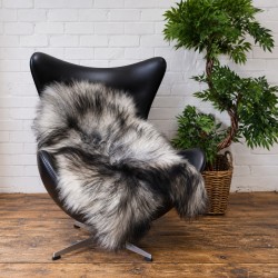Extra Large Black & White Sheepskin Rug | Extra Large Icelandic Sheepskin