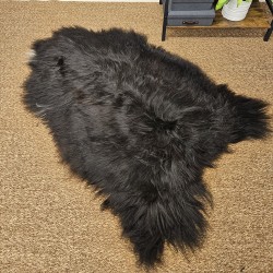 Black Long Haired Icelandic Sheepskin | Extra Large Black Sheepskin Rug