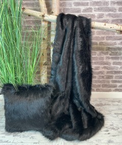 Luxury extra large rich black faux fur bedspread