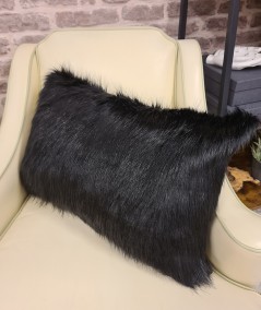Black furry rectangular cushion