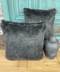 Economy fur cushion covers in dark grey