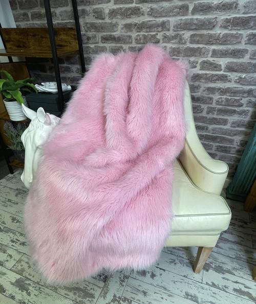 Candy pink fur throw or bedspread