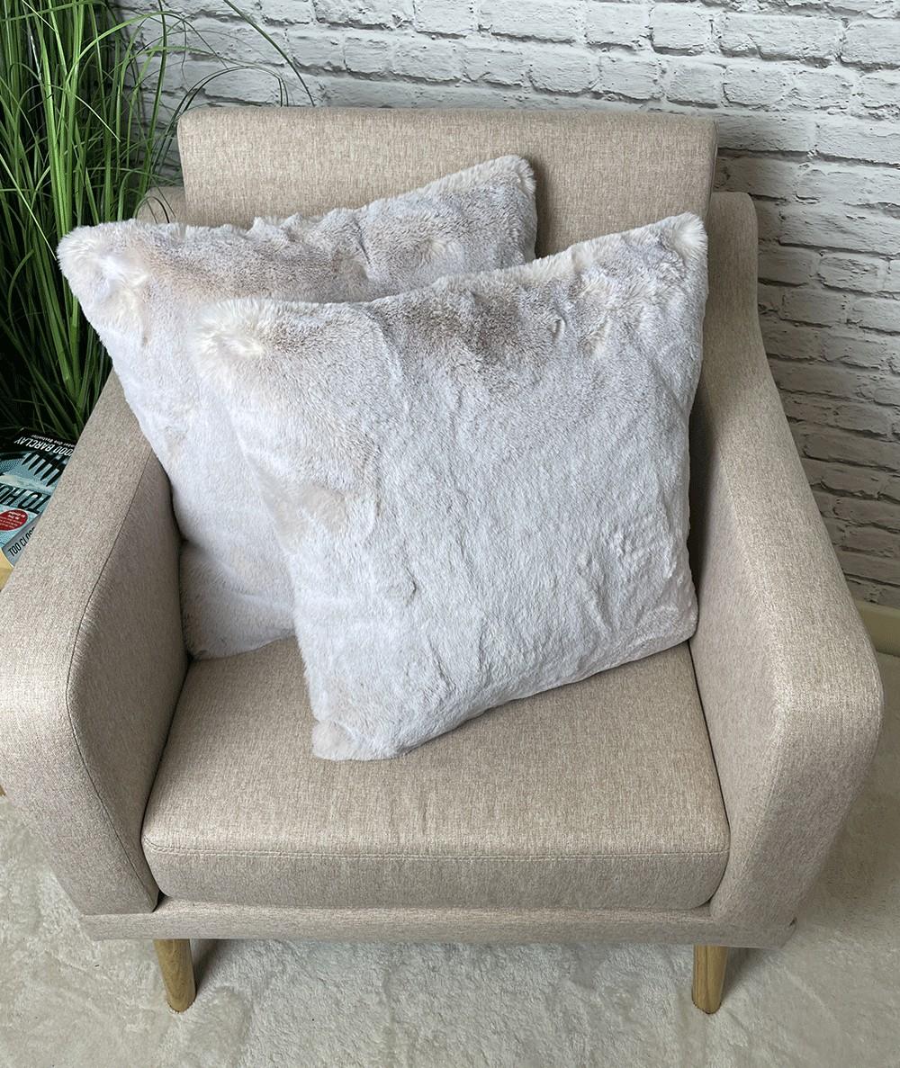 Luxury faux fur pale rabbit cushions