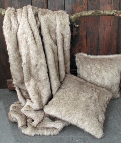 Luxury beige faux fur blanket