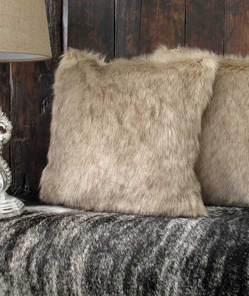 Luxury long haired beige faux fur cushions