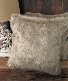 Luxury long haired two-tone beige faux fur sofa cushions