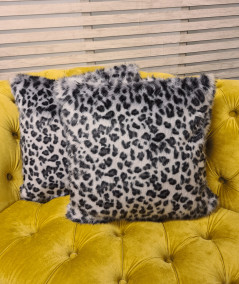 Grey spotted animal print faux fur cushion covers