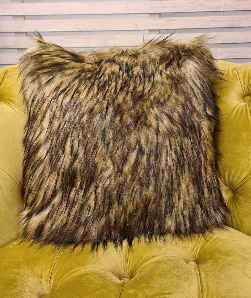 Luxury long haired mixed brown coloured faux fur cushions