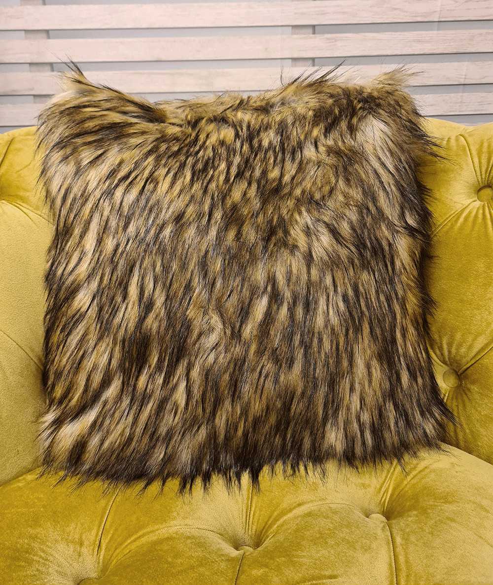 Luxury long haired mixed brown coloured faux fur cushions