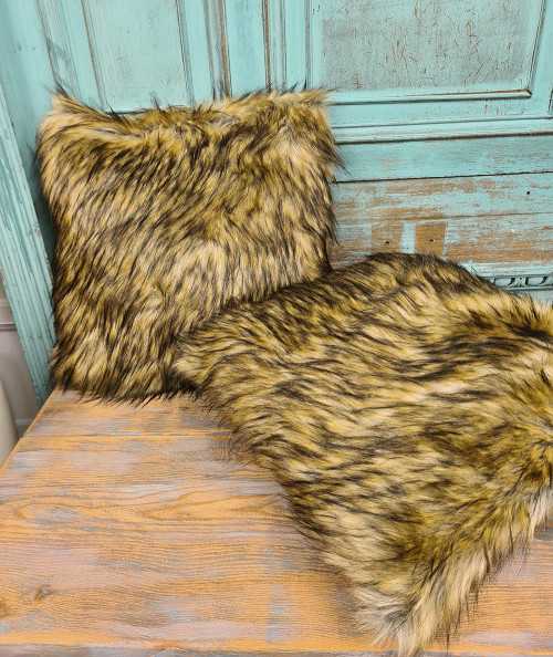 Luxury long haired mixed brown coloured fake fur cushions