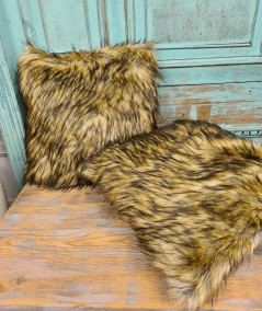 Luxury long haired mixed brown coloured fake fur cushions