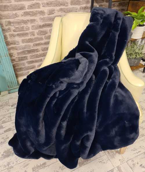 Dark blue luxury fur blanket