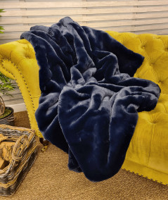 Luxury navy blue faux fur sofa throws